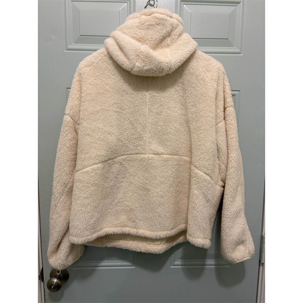 Tek Gear Hoodie Womens 2XL Ivory Sherpa Fleece Pullover Drawstring Pocket - Picture 6 of 9